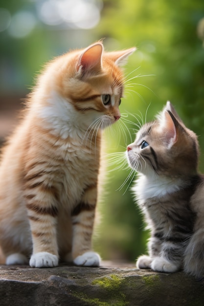 View of adorable looking kitten