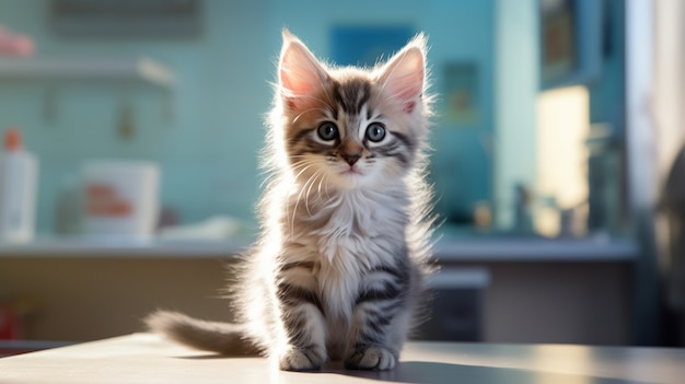 Free photo view of adorable looking kitten