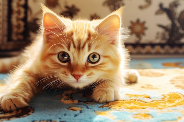 Free photo view of adorable looking kitten