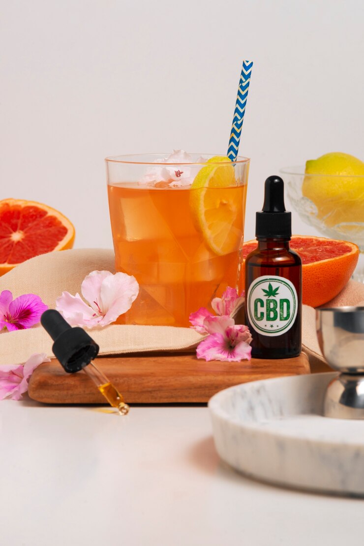 Free Photo view of alcoholic cocktail with cbd oil infusion