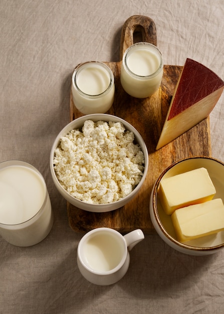 Free photo view of allergens commonly found in dairy