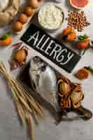 Free photo view of allergens commonly found in food