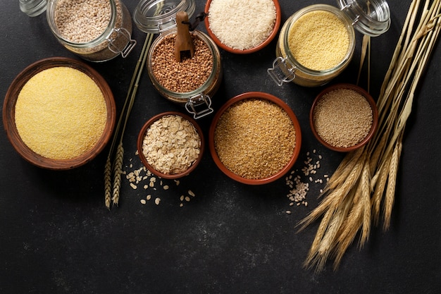 Foto gratuita vista degli allergeni che si trovano comunemente nei cereali