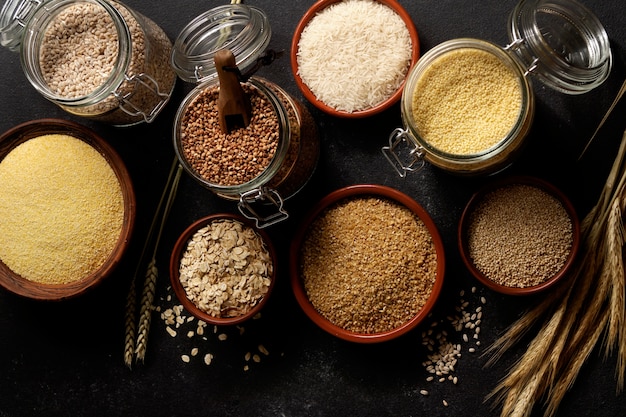 Foto gratuita vista degli allergeni che si trovano comunemente nei cereali