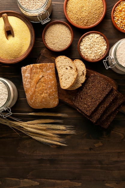 Foto gratuita vista degli allergeni che si trovano comunemente nei cereali