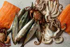 Free photo view of allergens commonly found in sea food