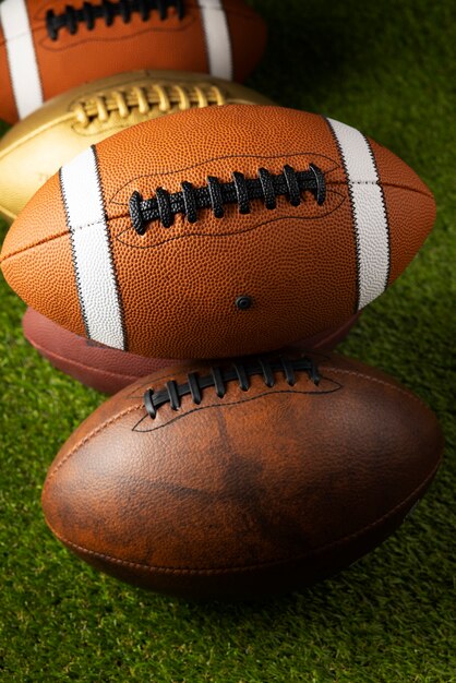 View of american football balls