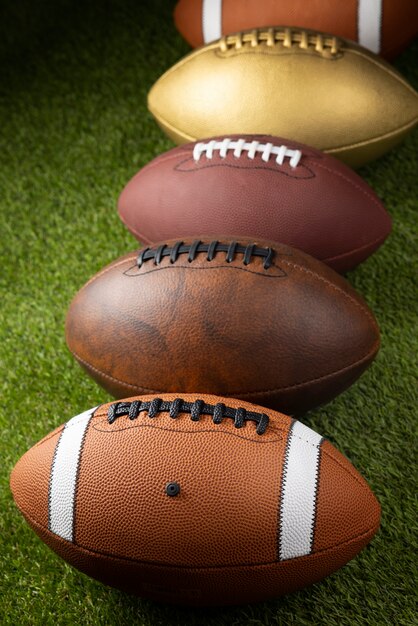 View of american football balls