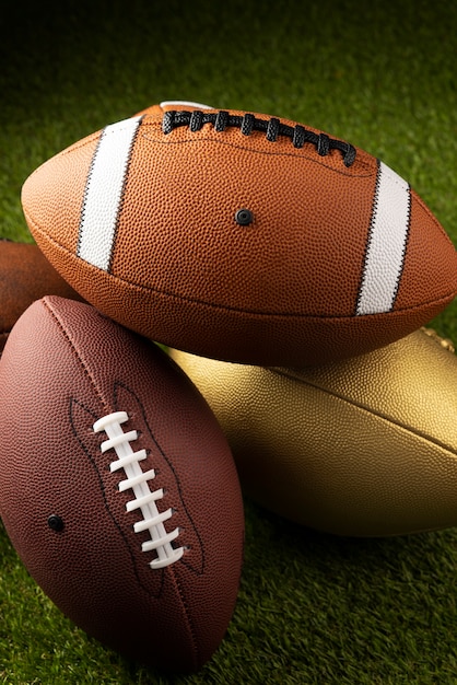 View of american football balls