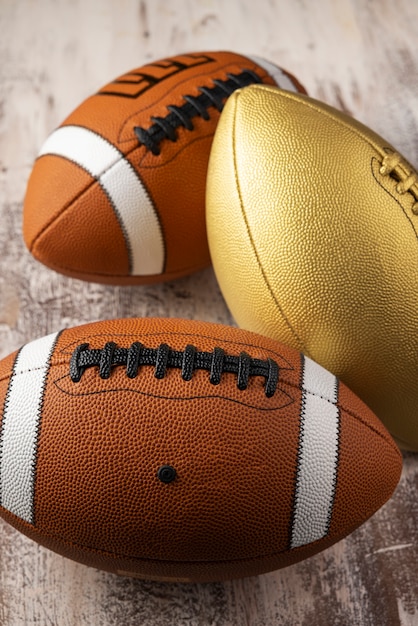 View of american football balls