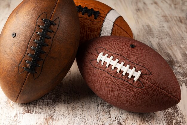 View of american football balls