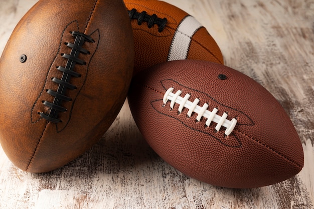 View of american football balls