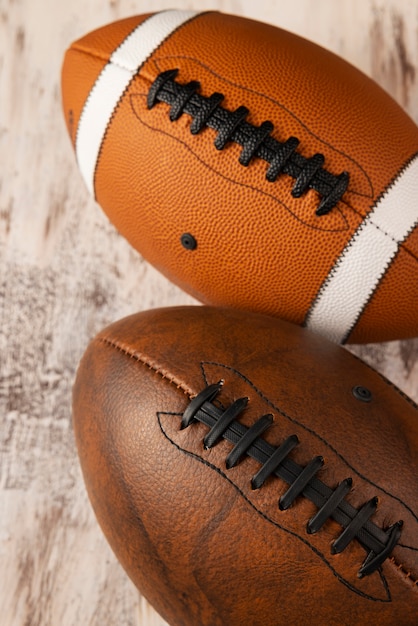 View of american football balls