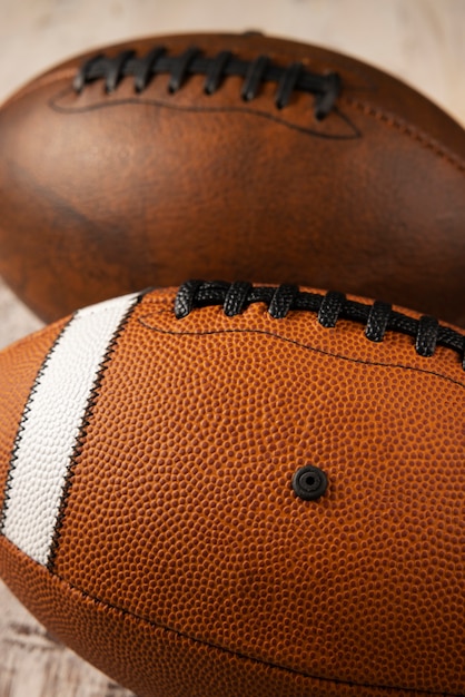 View of american football balls