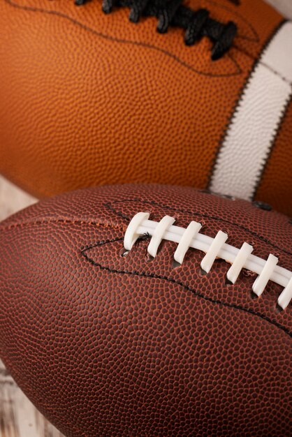 View of american football balls