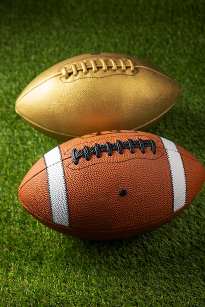 View of american football balls