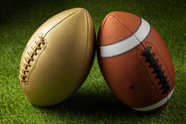 View of american football balls