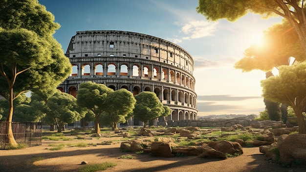 View of ancient roman colosseum arena