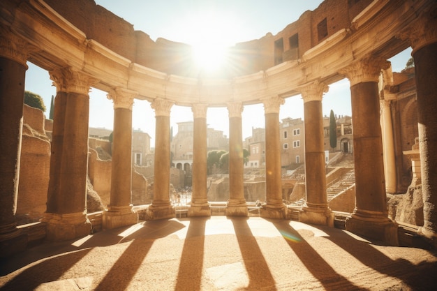 View of ancient roman empire architecture