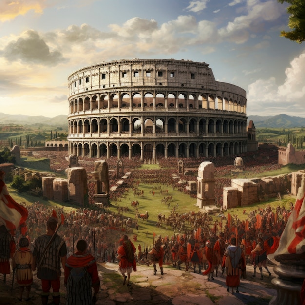 Free photo view of the ancient roman empire colosseum