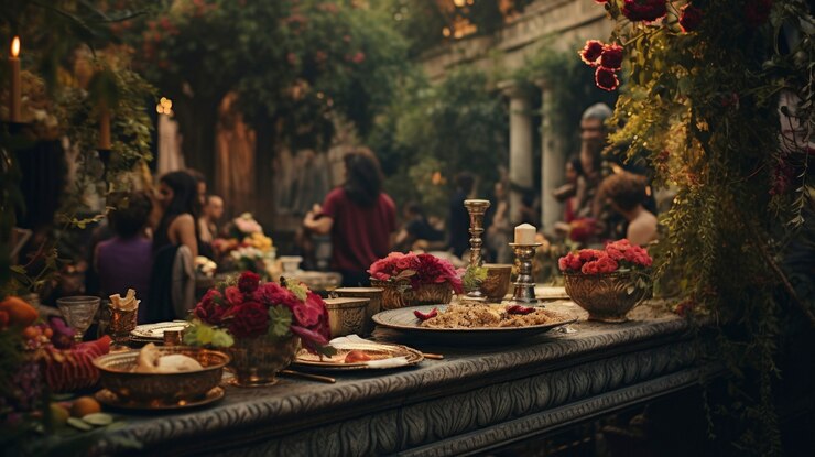 Free Photo view of ancient roman empire feast