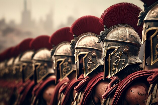 Вид на воинов-мужчин Древней Римской империи