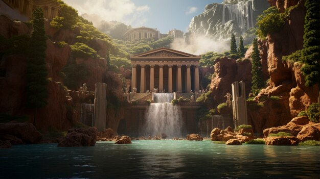 건물 옆 고대 로마 제국 수영장의 전망