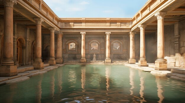 Вид на древний римский дворец с бассейном
