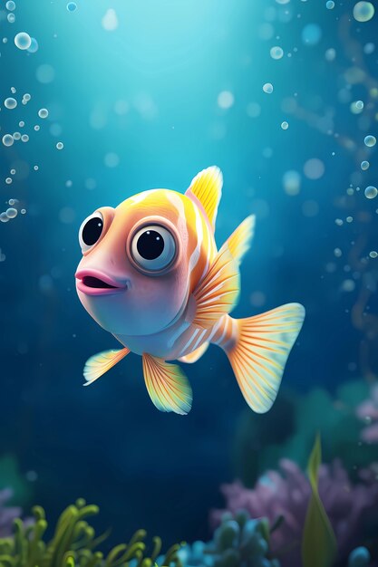 Вид мультфильма 3D-рыба
