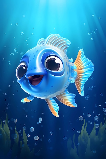 Free photo view of animated cartoon 3d fish