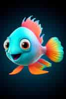 Free photo view of animated cartoon 3d fish