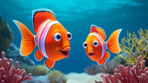 Free photo view of animated cartoon 3d fish