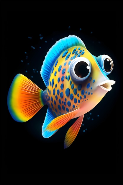 Free photo view of animated cartoon 3d fish