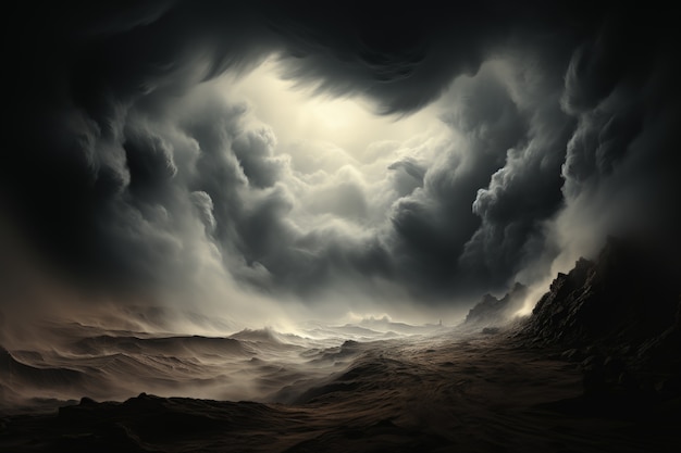 Free photo view of apocalyptic dark clouds