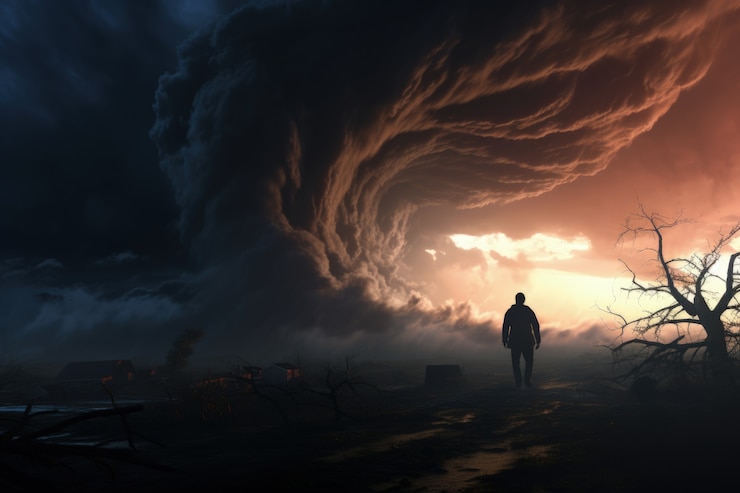 Free Photo view of apocalyptic dark stormy clouds