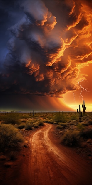 Free photo view of apocalyptic dark stormy clouds