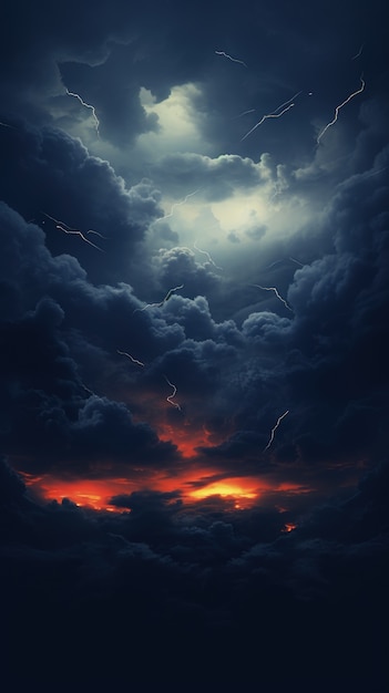 Free photo view of apocalyptic dark stormy clouds