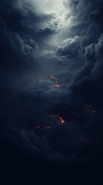 Foto gratuita vista di nubi oscure e tempestose apocalittiche
