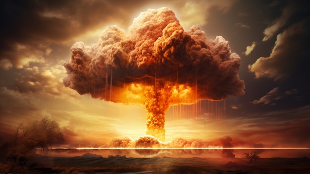 Free photo view of apocalyptic nuclear bomb explosion mushroom