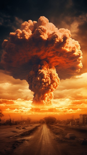 Free photo view of apocalyptic nuclear bomb explosion mushroom