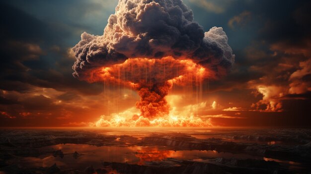終末論的な核爆弾爆発キノコの眺め