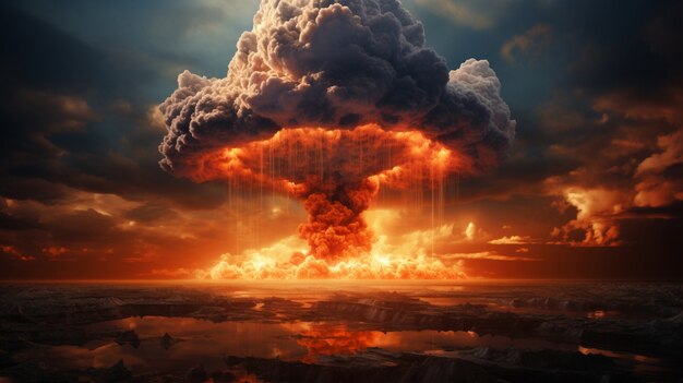 View of apocalyptic nuclear bomb explosion mushroom