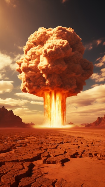 Free photo view of apocalyptic nuclear bomb explosion mushroom