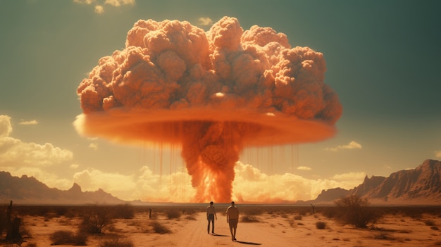 Vista del fungo apocalittico di esplosione di una bomba nucleare