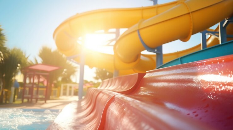 Free Photo view of aqua park in summer