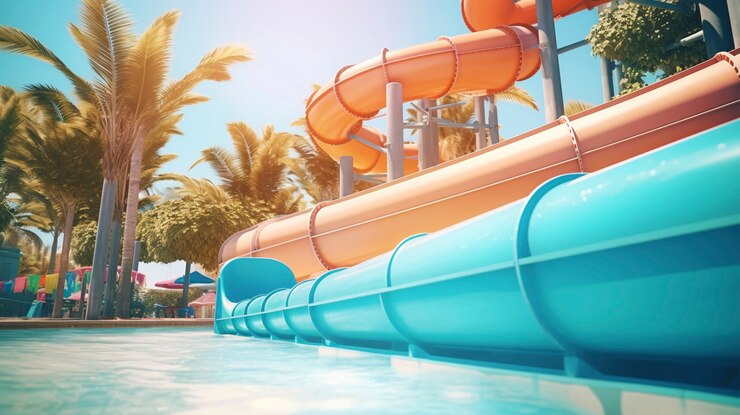Free Photo view of aqua park in summer