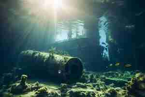 Free photo view of archeological underwater building ruins