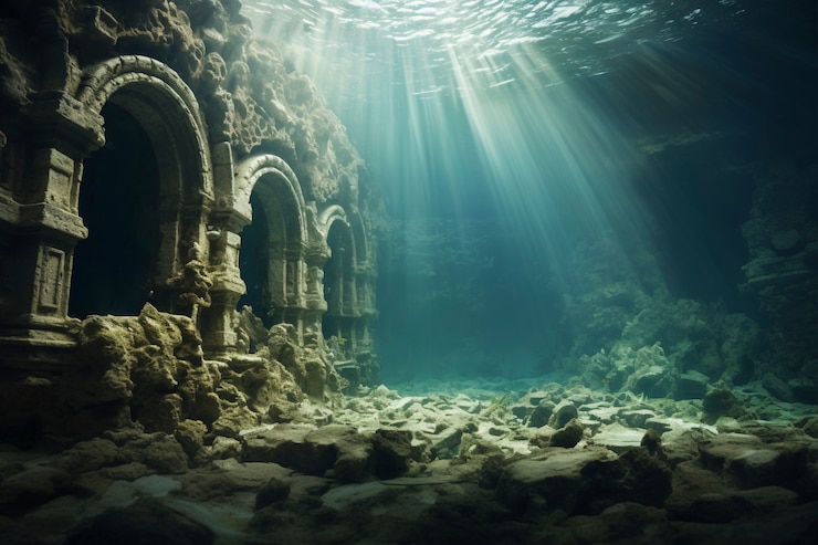 Free Photo view of archeological underwater building ruins