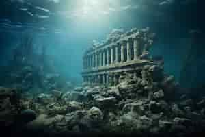 Free photo view of archeological underwater building ruins