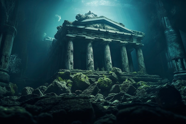 Free photo view of archeological underwater building ruins